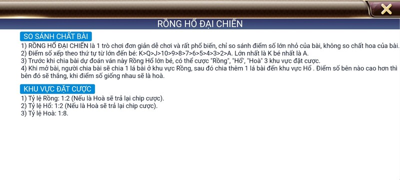 luật chơi game long hổ tdtc